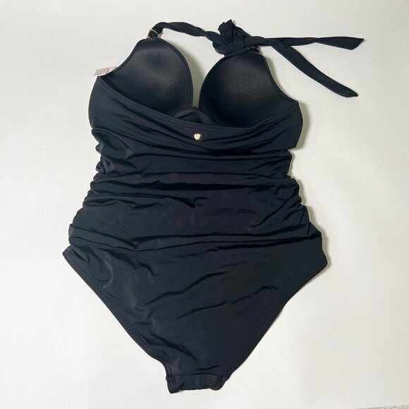 Victoria Secret XL Forever One Piece Swimsuit Bikini Push Up Ruched Black - Picture 4 of 7